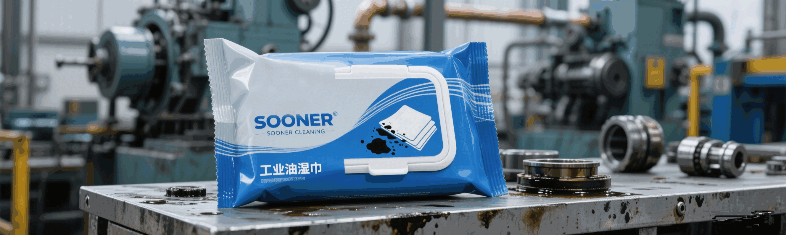Industrial oil stain wet wipes