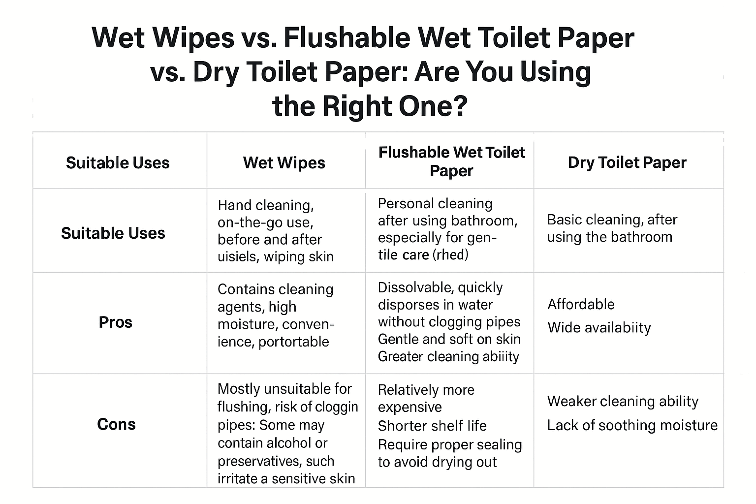 Wet Wipes vs. Wet Toilet Paper vs. Dry Toilet Paper