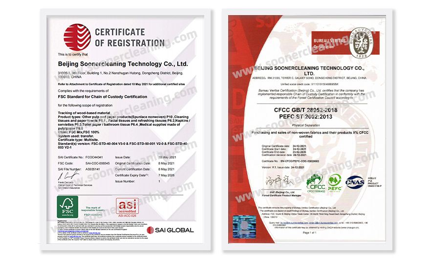 FSC PEFC certified, hydroentangled, white jumbo roll, wipes substrate